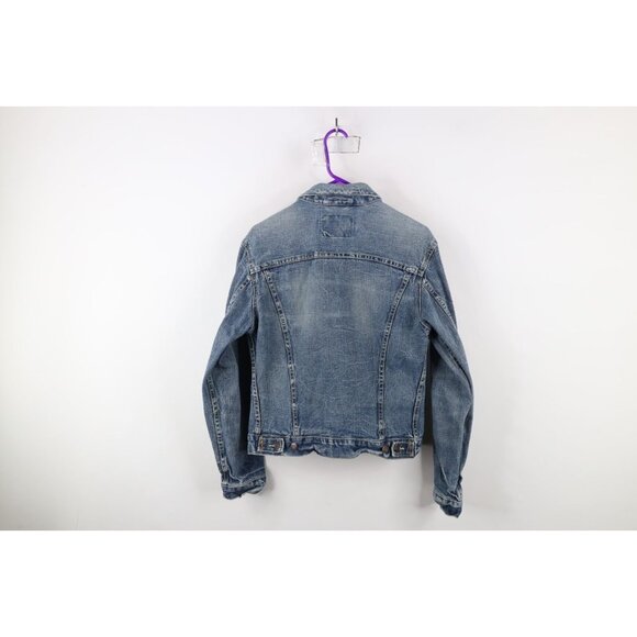 Vintage Y2K American Eagle Outfitters Mens Small Faded Denim Jean Trucker Jacket - Picture 15 of 16